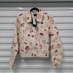 Disney Mickey & Minnie Valentines Day Icons Womens Denim Jacket Large NWT (BA)